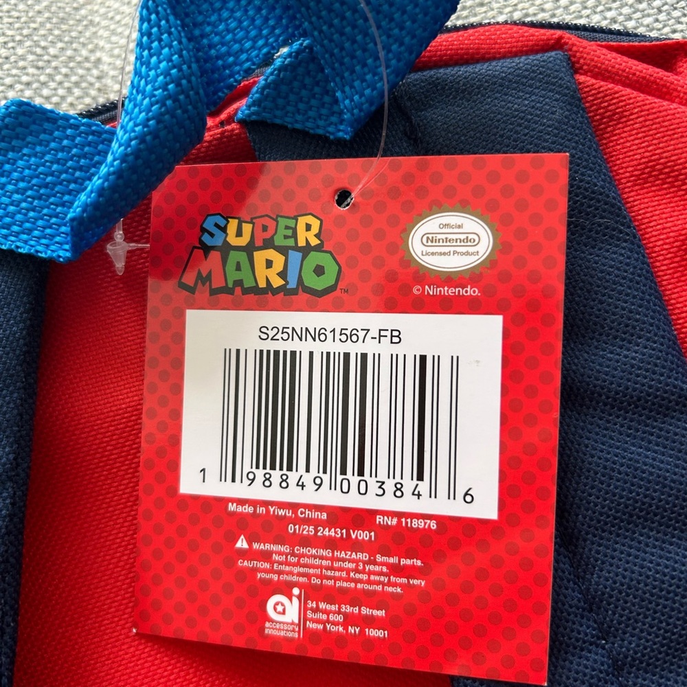 Nintendo Super Mario Kids Backpack - Red, Blue, Green NWT - Picture 4 of 4